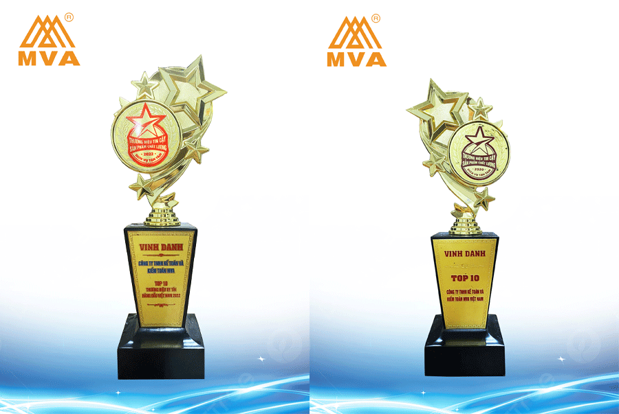 Cup vinh danh MVA TOP 10 thương hiệu Việt Nam